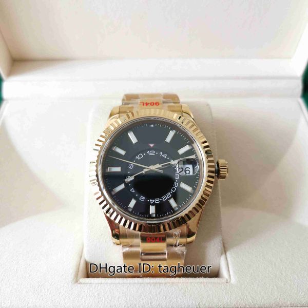 

k6f maker mens watch super quality 42mm sky-dweller 326938 gmt month red dot workin watches 18k yellow gold cal.9001 movement mechanical aut, Slivery;brown