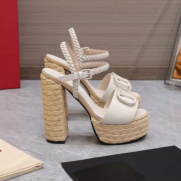 

buckle130mm chunky heel sandals platform high-heeled shoes super high evening shoes women high heeled luxury designers ankle wraparound shoe, Black