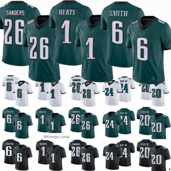 

2023 philadelphia''eagles''6 devonta smith jersey men women youth 1 jalen hurts 26 miles sanders 20 brian dawkins 24 dar, Black;red