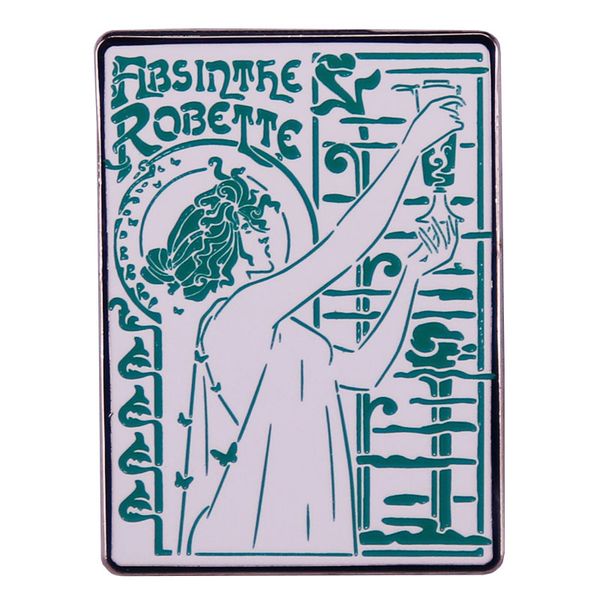 

absinthe robette poster art enamel pin vintage badge, Blue