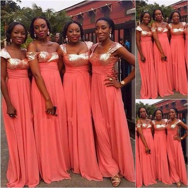 

2023 waterlemon red bridesmaid dresses off the shoulder straps sparkly sequins chiffon beach plus size wedding guest gowns custom made forma, White;pink