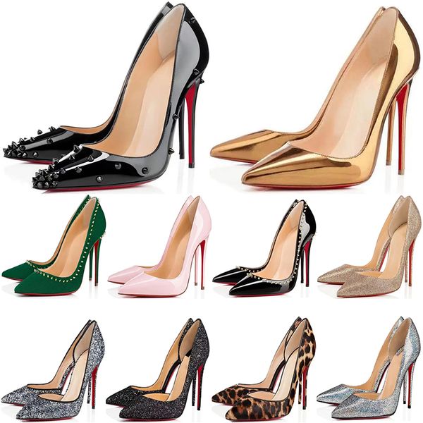 

designer high heels women shoes sole shoe round pointed toes pumps bottom wedding party, Black