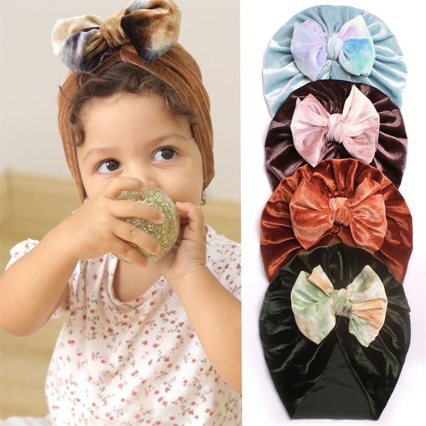 

baby girls cotton hats knotted turban cute toddler headwrap caps hair accessories 3-36m, Yellow
