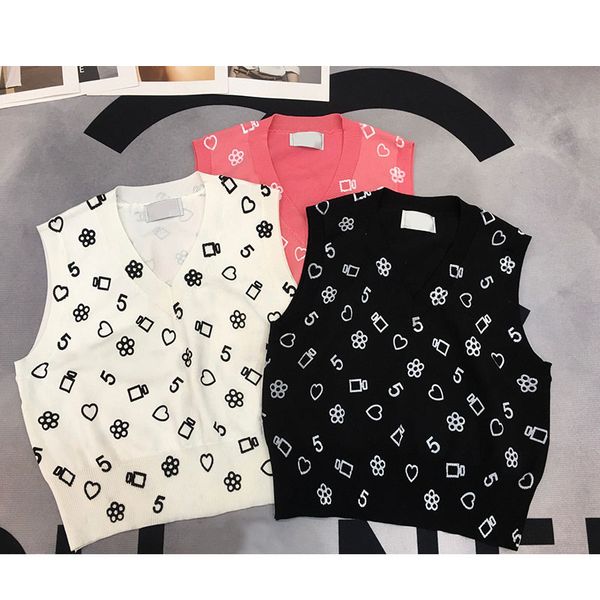 

2023 fashion women's tanks design spring summer women's sweet sweaters v-neck sleeveless knitted vest all-match casual elegant 3 c, White