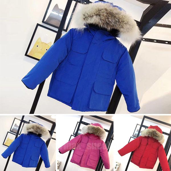 

kids designer down coat winter jacket boy girl baby outerwear jackets with badge thick warm outwear coats children parkas fashion classic 20, Blue;gray