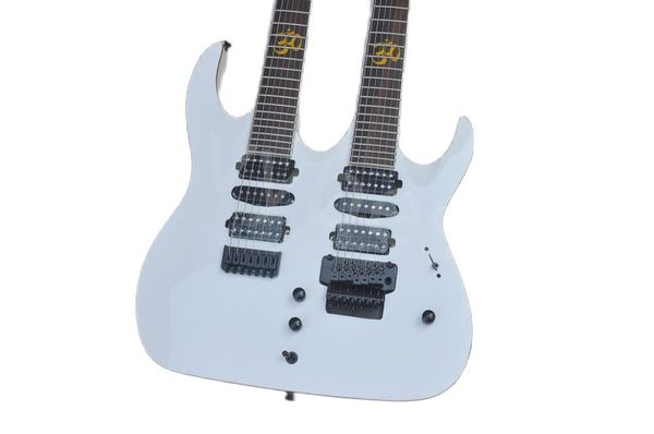 

lvy7 strings white double neck electric guitar black hardware rosewood fingerboard provide customized service