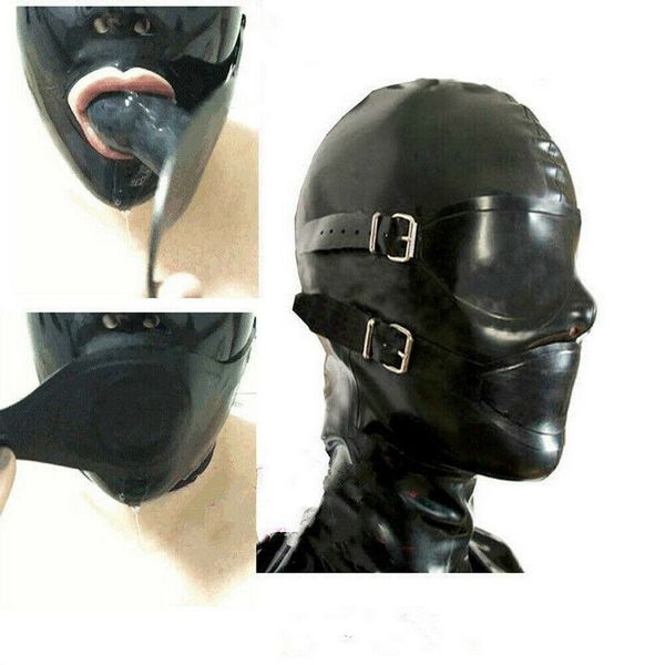 

fun latex headset latex mask zipper role-playing cosplay size s-xxl, Red;black