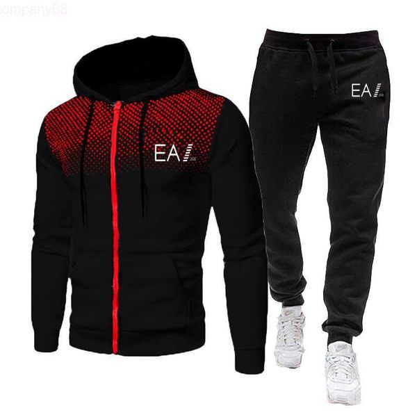 

brand tracksuit men's stitching fashion casual track suit polyester fabric zipper cardigan sportswear and sports pants, Gray