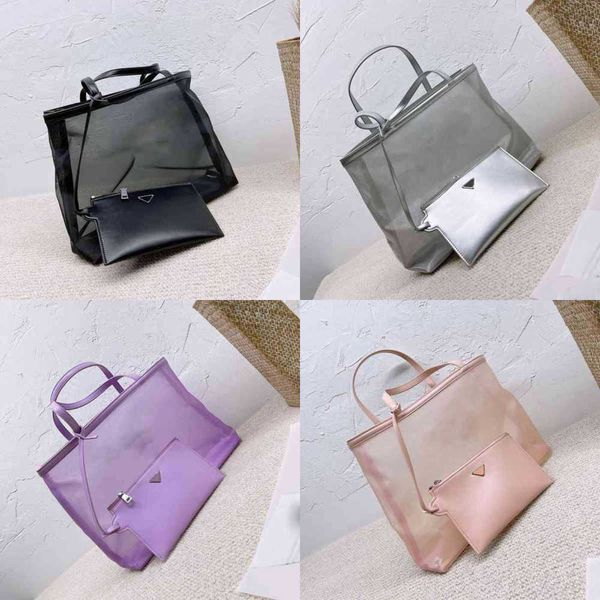 

large capacity mesh transparent handbag beach wallet for women brand designer shoulder clutch fashion single messengers purses 220528