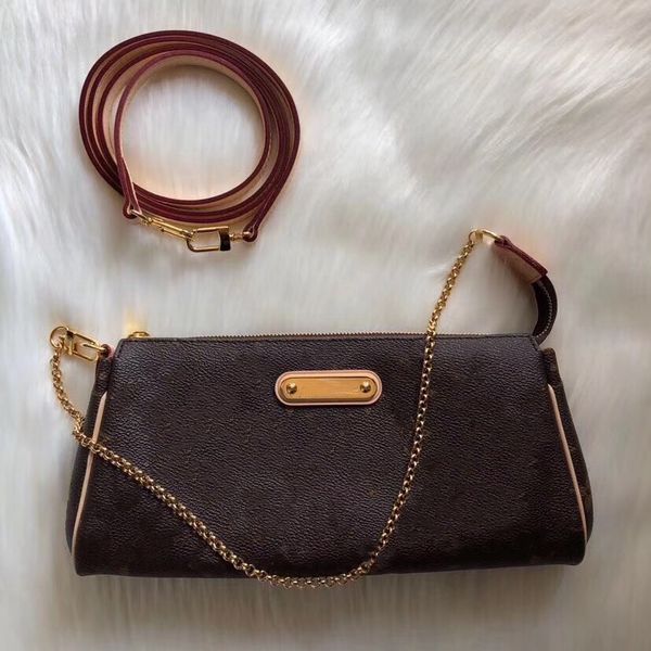 

eva pouch classic chain clutch bag brown flower checker designer little pochette