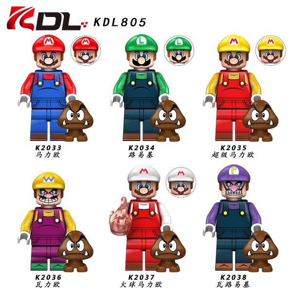 

kdl805 plastic building blocks minifigs luigi mini action figure toy