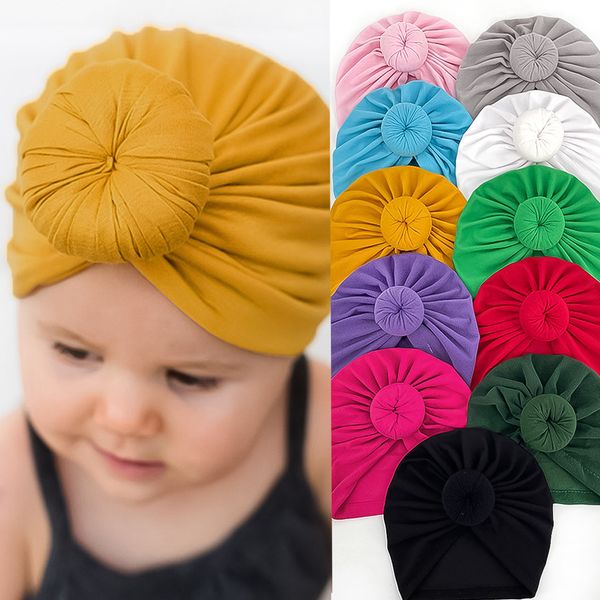 

baby supplies childrens headband cap baby solid color knotted indian pullover cap, Yellow