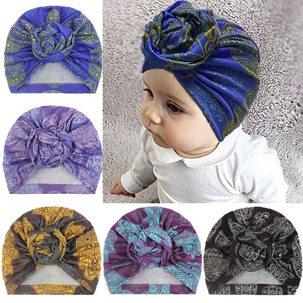

baby hat autumn and winter golden velvet childrens bow vintage print warmp toddler baby cap, Yellow