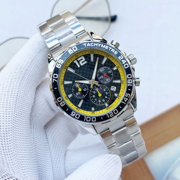 

men's luxury sport quartz watch stainless steel six hands fashion watch 230128, Slivery;brown