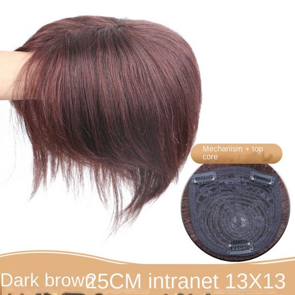 

human hair head patch ladies real hair cover white hair volume of hair replacement oblique fringe head piece, Black