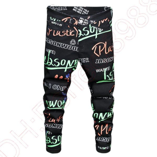 

new jeans chino pants pant men's trousers stretch close-fitting slacks washed straight skinny embroidery patchwork ripped mens trend br, Blue