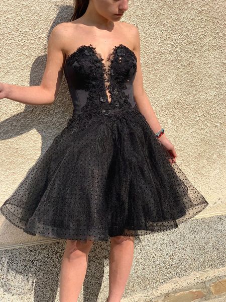 

2023 black lace wedding dress short wedding dresses bridal gowns lace with beading, White