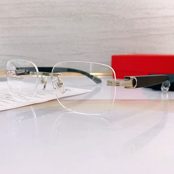 

lux big rectangular rimless glasses frame unisex56-17-140lightweight titanium wooden leg for prescri eyewear sunglasses goggles fullset desi, Black