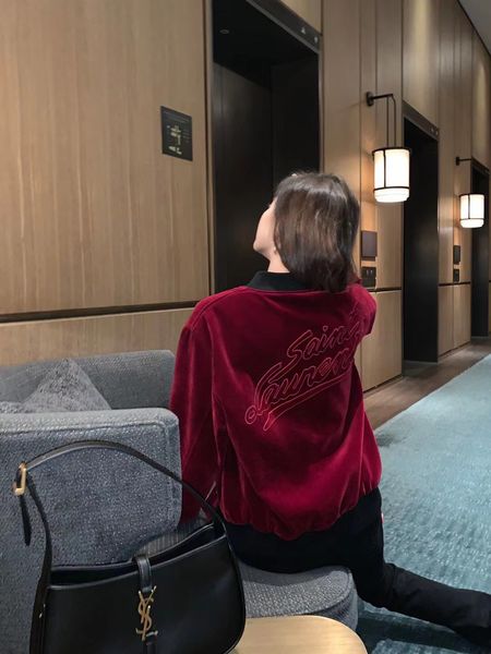 

women's jackets outerwear spring new three-dimensional embroidery velvet baseball jacket exquisite fashionable piece silky texture debu, Black;brown