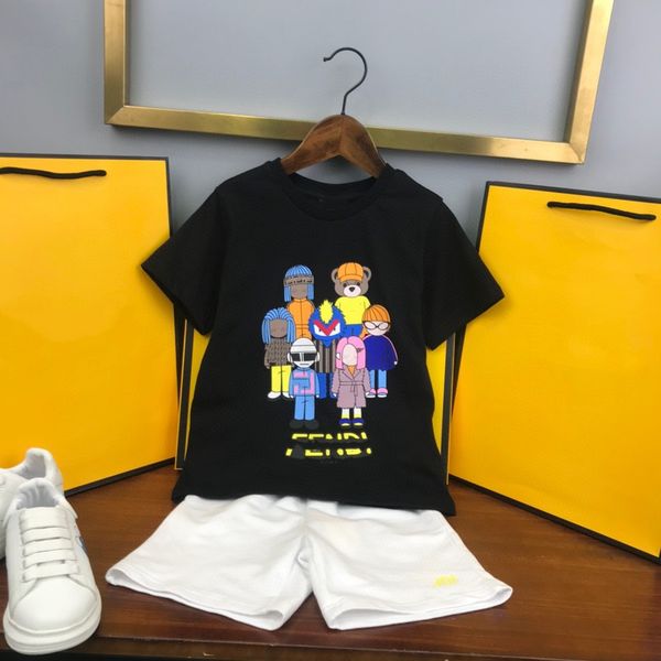 

t shirt kids shorts sleeve kid set kids designer sets baby clothes luxury summer girl boy tee with letters cartoon characters size 90-160, White
