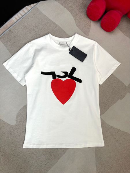 

women's spring new fashion chest logo love foam pattern short sleeve design feel full cotton wear comfortable couple style, White;black