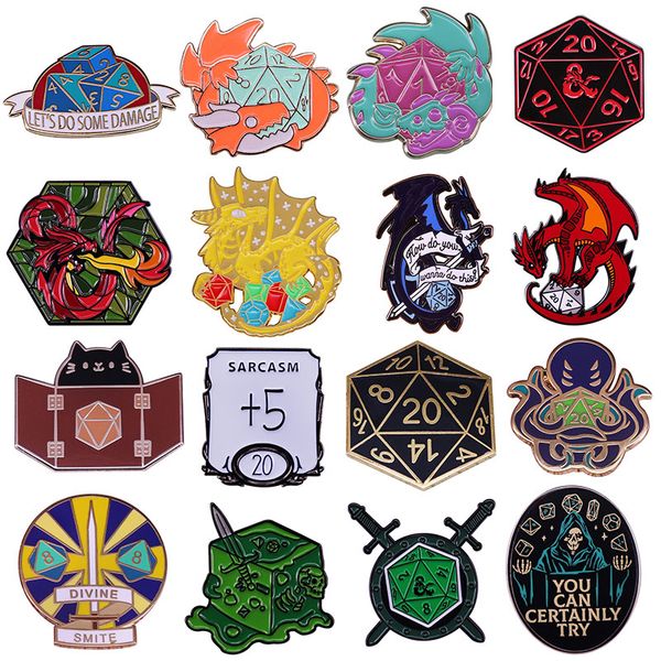

d20 dnd rpg permainan dadu dungeon master enamel pin logam bros lencana mode perhiasan pakaian ransel hadiah aksesori