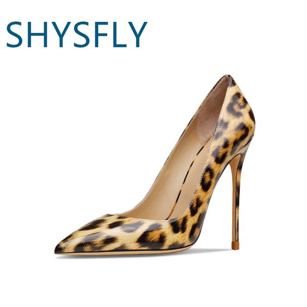 

shysfly genuine leather designer dress shoes for ladies pointed toes stelletos leopard party high heel women pumps 2023 new in, Black