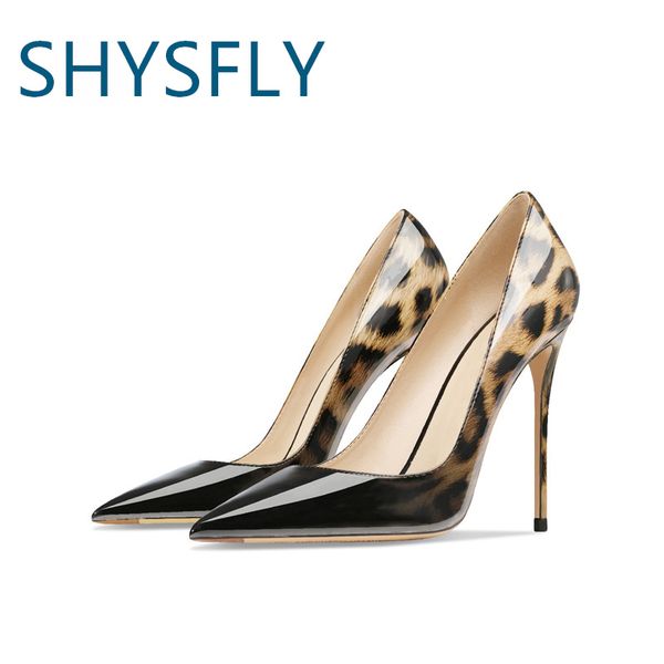 

shysfly genuine leather designer dress shoes for ladies pointed toes stelletos gradient color party high heel women pumps 10cm, Black