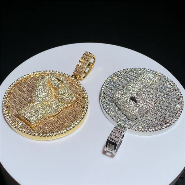 

mens cool necklace gold silver colors bling cz fist round pendant necklace with 3mm 24inch rope chain necklace nice gift