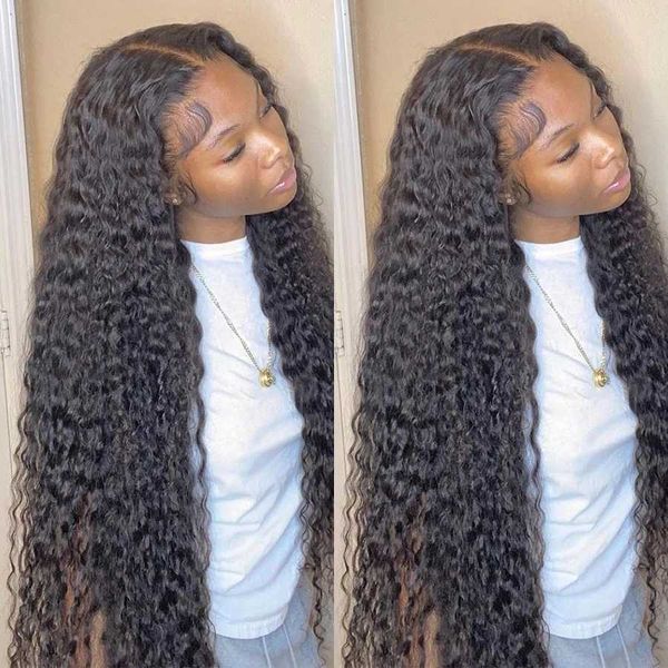 

nxy lace wigs nicelight brazilian deep wave frontal transparent front pre-plucked hairline curly human hair for black women 230106, Black;brown