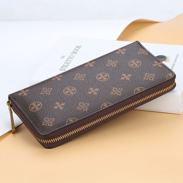 

fashion women clutch wallet pu leather wallet single zipper wallets lady ladies long classical purse with orange box card 60017, Red;black