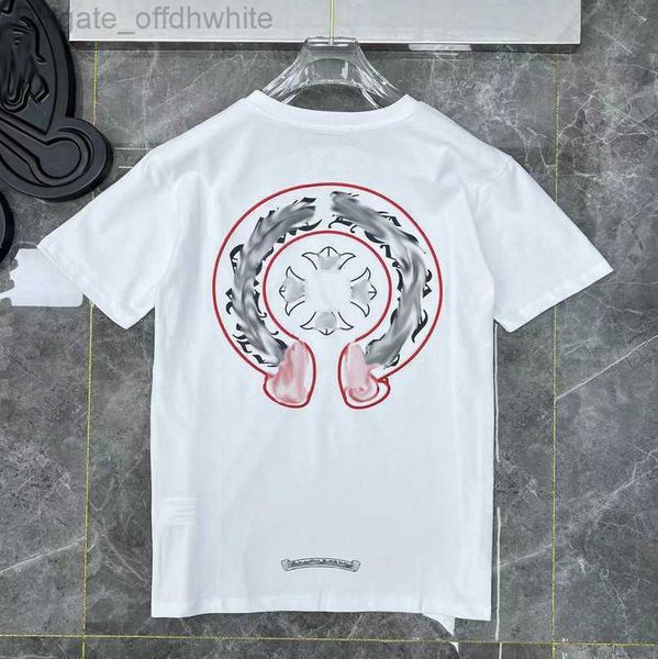 

luxury t shirt men's classic brand short sleeve tees men women sanskri letter sweashirs horseshoe designer couple t-shirs cross tee 2w, White;black