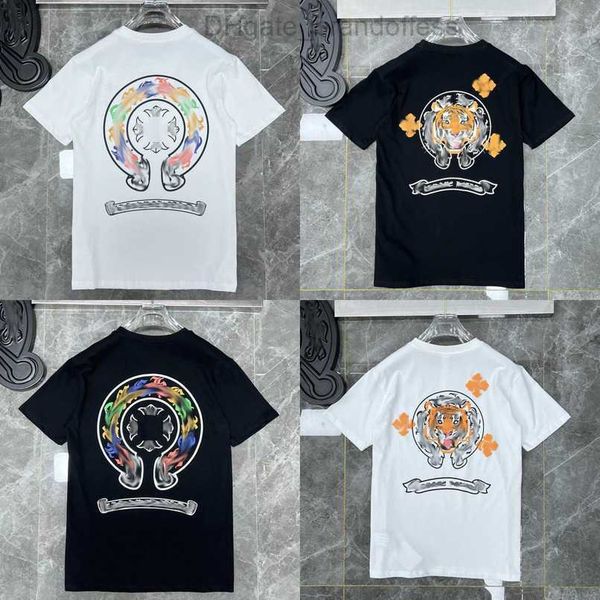 

luxury t shirt fashion men's ch brand tees men women sanskrit letter short sleeve horseshoe couple t-shirts designer polos tshirts cro, White;black