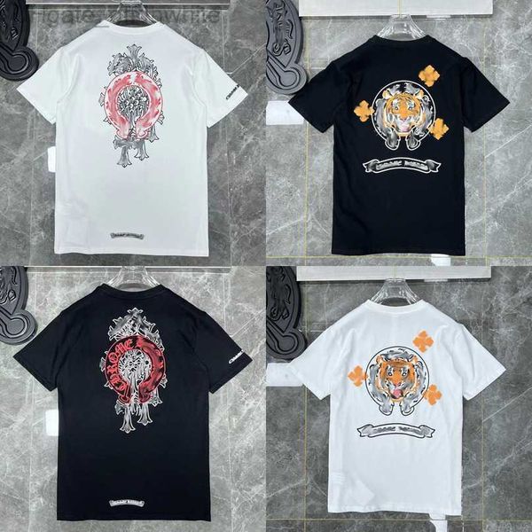 

men's classic luxury t shirt brand short sleeve tees men women sanskri letter horseshoe couple t-shirs designer polos tshirs cross tee, White;black