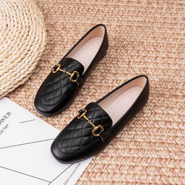 

dress shoes british style soft sole single shoes 2023 spring and autumn new style horse street buckle flat bottom small fragrant work women&, Black