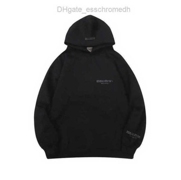 

men's luxury essen sweatshirts jackets esss hoodies men women chest letter pullover hooded hip hop loose sweatshirt sweater casual cou, Black