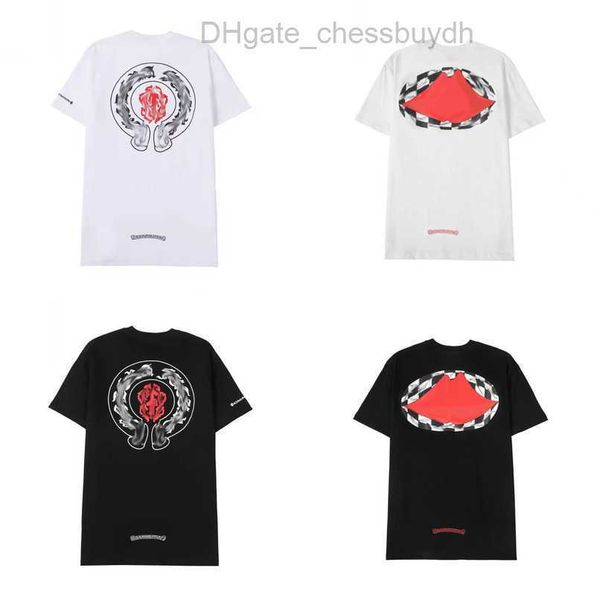 

classic luxury men's t shirt brand tees men women sanskrit letter sweatshirts short sleeve horseshoe designer couple t-shirts cross te, White;black