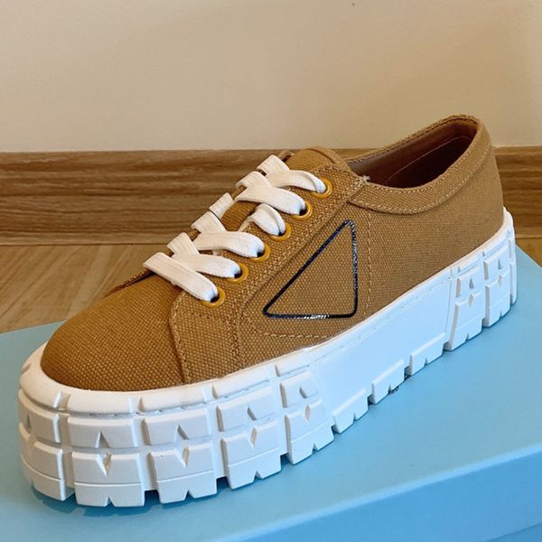 

women shoe casual shoes designer nylon sheet metal triangular mark luxury canvas sneaker platform trainers sneakers size 34-40, Black