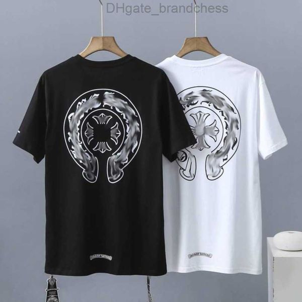 

fashion luxury t shirt men's brand short sleeve tees men women sanskri letter sweashirs horseshoe couple t-shir classic cross tee tshi, White;black