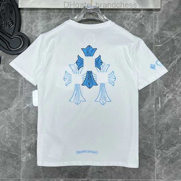 

luxury t shirt men's classic brand short sleeve tees men women sanskri letter sweashirs horseshoe designer couple t-shirs cross tee b8, White;black