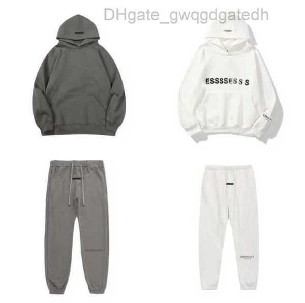 

men's fashion sweatshirts luxury essss tracksuits letter hoodies men women sportswear hooded pant coat sweater casual pullover couple, Gray