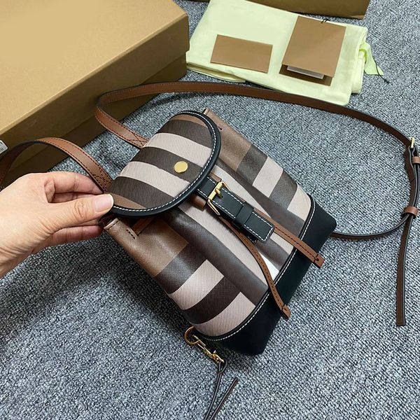 

7a backpack bags women designer handbags birch brown checker mini backpacks genuine leather adjustable shoulder strap snap closure