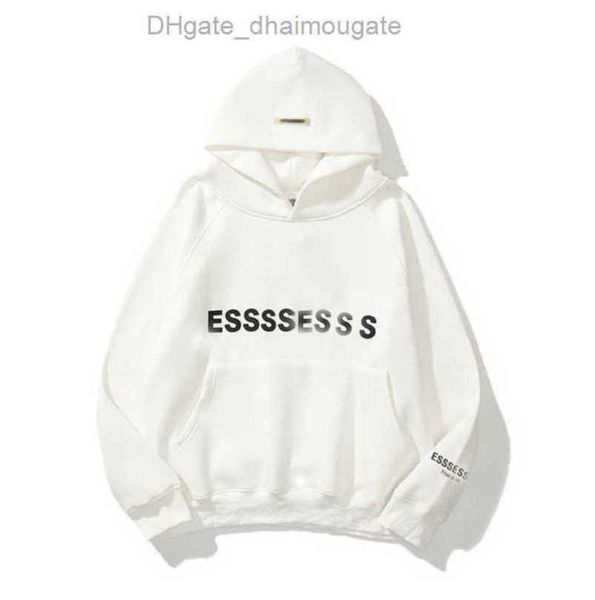 

luxury sweatshirts men's essss ential jackets hoodies men women chest letter hoodie hooded loose sweater casual sweatshirt couple coat, Black