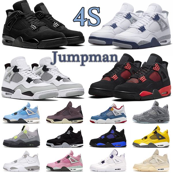 

red thunder jumpman 4 4s basketball shoes mens athletic shoe military black midnight navy black cat soft pink men women outdoor sport sneake, White;red