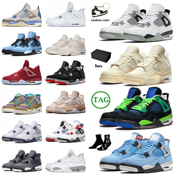 

jumpman 4s basketball shoes with box midnight navy bred pn dust sail canyon purple motorsports tattoo union guava ice white oreo trainers sn, White;red
