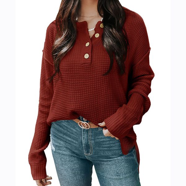 

single breasted triple buttons half collar women's sweaters loose casual solid knitted acrylic pullover lady blouse with batwing long, White;black