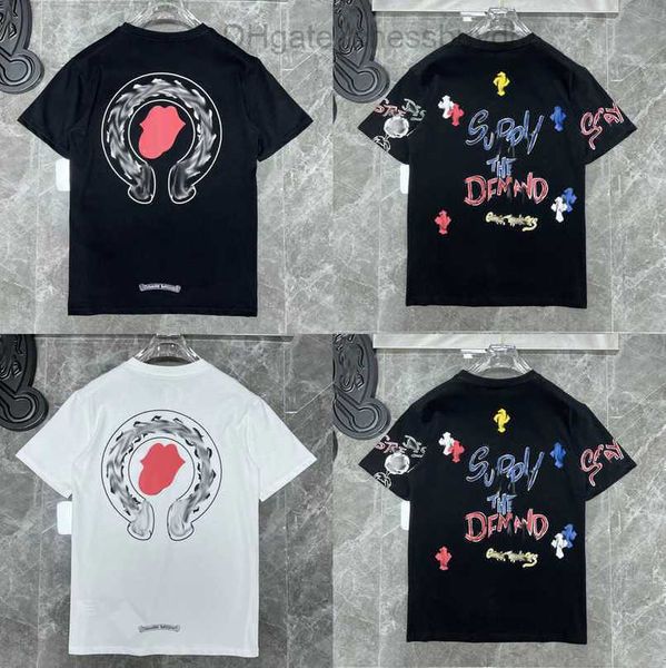 

men's fashion luxury t shirt brand tees men women sanskrit letter couple t-shirt sweatshirt horseshoe flower short sleeve polos cross, White;black
