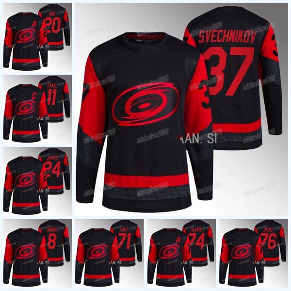 

carolina andrei svechnikov hurricanes 2023 stadium series jersey brent burns staal sebastian aho seth jarvis jaccob slavin martin necas bret, Black;red