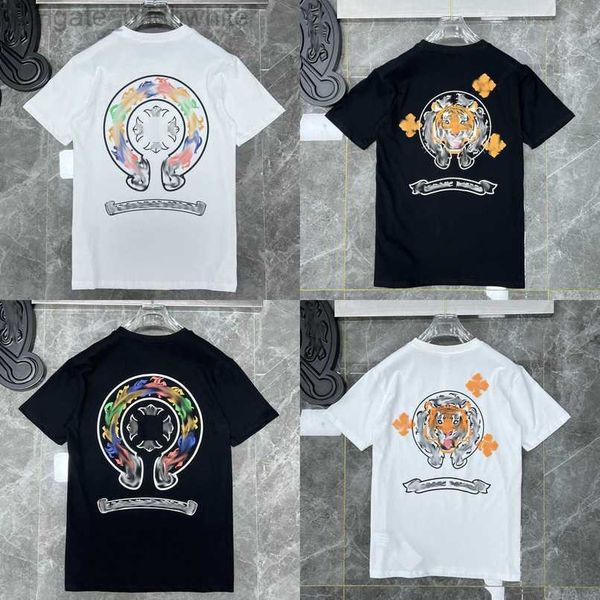 

luxury t shirt fashion men's brand short sleeve tees men women sanskri letter horseshoe couple t-shirs designer polos tshirs cross tee, White;black