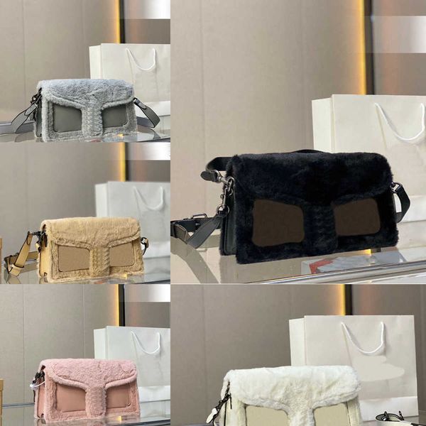 

evening bags shoulder bags women luxurys handbag designer crossbody bag splicing fluffy pink purses women messenger wallet 221227